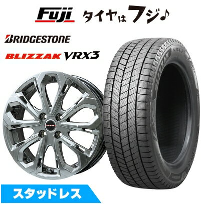【新品国産車用4穴100】 スタッドレスタイヤ ホイール4本セット 185/55R16 ブリヂストン ブリザック VRX3 ビッグウエイ レイシーン プラバ5X(クロームハイパーシルバー) 6J 16インチ(送料無料)