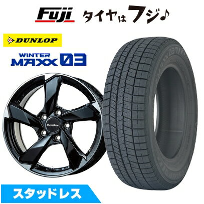 【新品】輸入車用 VW（ゴルフ） スタッドレスタイヤ ホイール4本セット 225/40R18 ダンロップ ウインターマックス 03 WM03 ユーロアクシス クロスエッジ(グロスブラック/カットスポーク) 7.5J 18インチ(送料無料)