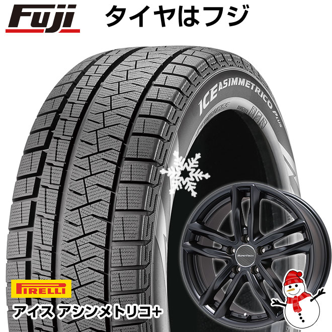 【送料無料 プジョー308】 PIRELLI ピレリ ウィンター アイスアシンメトリコ プラス 205/55R16 16インチ スタッドレスタイヤ ホイール4本セット 輸入車 EUROTECH ユーロテック ガヤ5(マットブラック) 6.5J 6.50-16