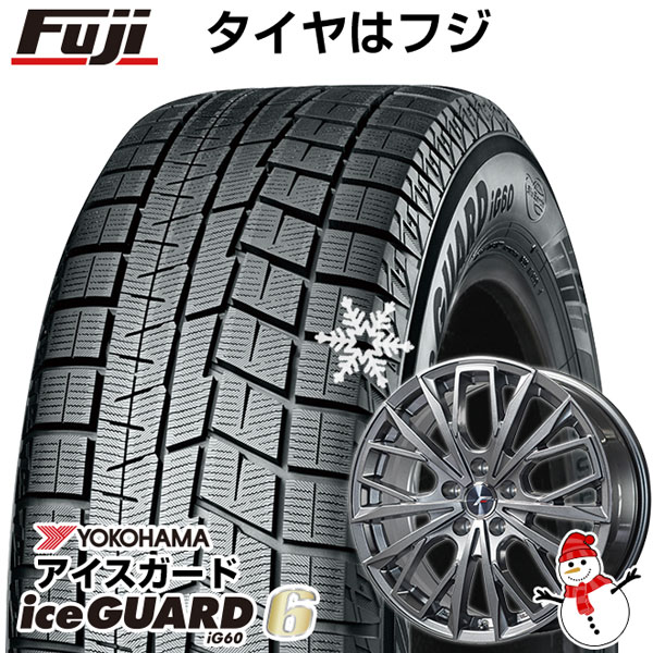 【取付対象】【送料無料 クラウン/レクサスES用】 215/55R17 17インチ YOKOHAMA ヨコハマ アイスガード シックスIG60 スタッドレスタイヤ ホイール4本セット LEHRMEISTER レアマイスター L-Fファースト グレー(平座ナット) 7.5J 7.50-17