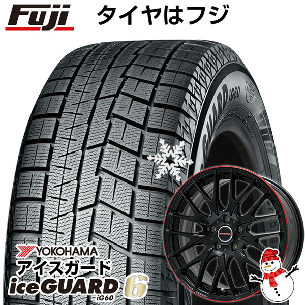 【新品国産5穴114.3車】 スタッドレスタイヤ ホイール4本セット 205/55R17 ヨコハマ アイスガード シックスIG60 ビッグウエイ レイシーン プラバ9M(グロスブラック/レッドリム) 17インチ(送料無料)