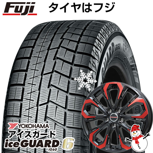 【新品国産5穴114.3車】 スタッドレスタイヤ ホイール4本セット 215/55R17 ヨコハマ アイスガード シックスIG60 ビッグウエイ レイシーン プラバ5X(レッドクリア) 17インチ(送料無料)