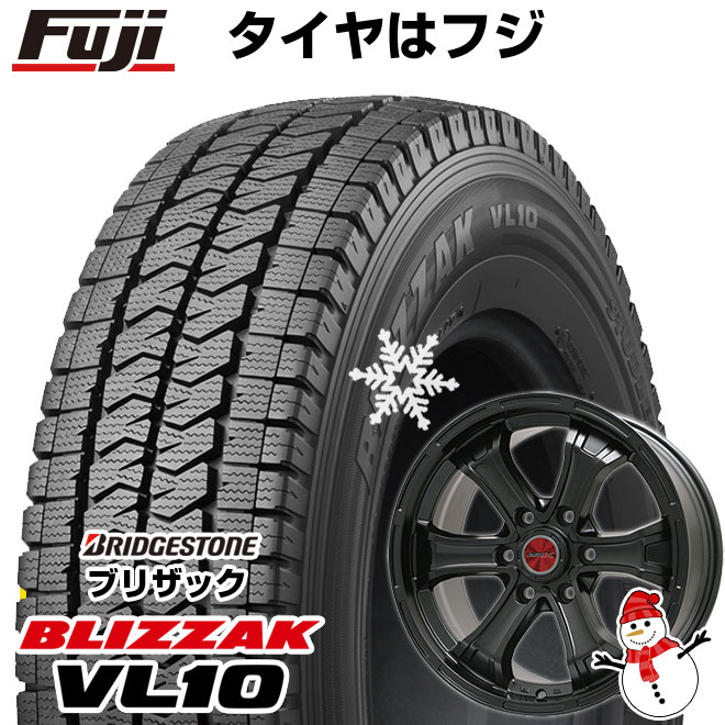 【新品】ハイエース200系用 スタッドレスタイヤ ホイール4本セット 195/80R15 107/105N ブリヂストン ブリザック VL10 ビッグウエイ B-MUD K(マットブラック) 15インチ(送料無料)