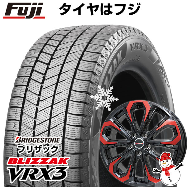 【新品】スイフトスポーツ スタッドレスタイヤ ホイール4本セット 195/45R17 ブリヂストン ブリザック VRX3 ビッグウエイ レイシーン プラバ5X(レッドクリア) 17インチ(送料無料)