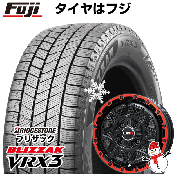 5/15限定!エントリーでポイント最大39倍! 【新品 軽自動車】 スタッドレスタイヤ ホイール4本セット 145/80R12 ブリヂストン ブリザック VRX3 レアマイスター LMG モンタグナ(マットブラック/レッドリム) 12インチ(送料無料)