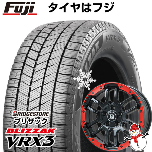 【新品】アルファード/ヴェルファイア等 スタッドレスタイヤ ホイール4本セット 215/65R16 ブリヂストン ブリザック VRX3 ビッグウエイ B-LUGNAS FRD(マットブラック/レッドリム) 16インチ(送料無料)