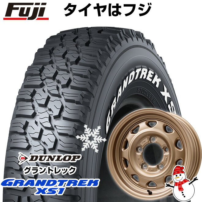 5/20限定!エントリーでポイント最大27倍! 【新品】ジムニー スタッドレスタイヤ ホイール4本セット 185/85R16 ダンロップ グラントレック XS1 RWL ホワイトレター レアマイスター LMG OFF-STYLE(マットゴールド) 16インチ(送料無料)