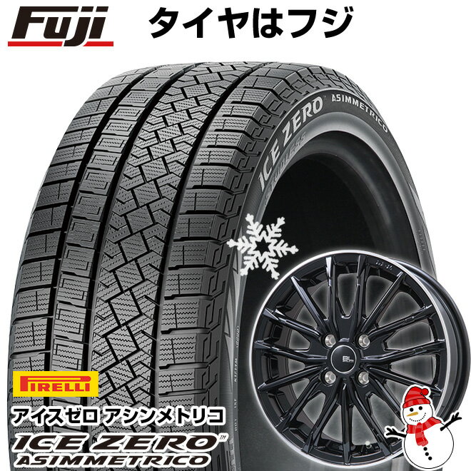 【新品国産4穴100車】 スタッドレスタイヤ ホイール4本セット 185/60R15 ピレリ ウィンター アイスゼロアシンメトリコ ブランドルライン DF-10M グロスブラック/リムポリッシュ 15インチ(送料無料)