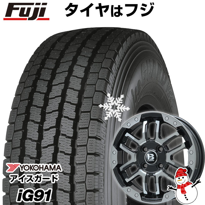 【送料無料】クリッパーEV ミニキャブEV スタッドレスタイヤ ホイール4本セット 145/80R12 86/84N ヨコハマ アイスガード iG91 ビッグウエイ B-LUGNAS FRD(ブラックポリッシュ/ブラッククリア) 12インチ(送料無料)
