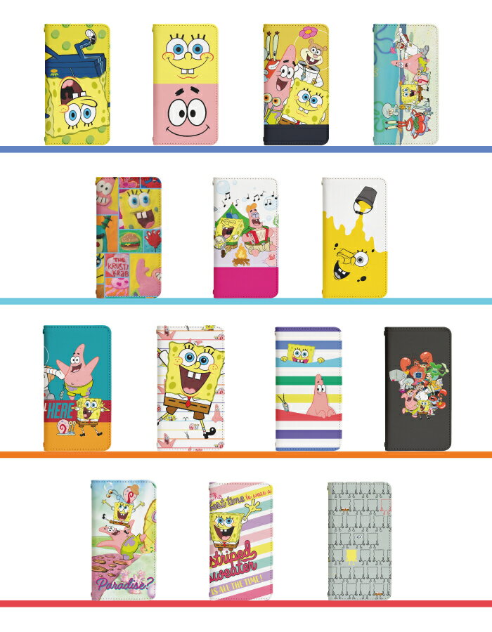 スマホケース 手帳型 Disney Mobile DM-01J ベルトなし スポンジボブ DM-01J カバー 手帳 docomo かわいい ディズニーモバイル ケース dm01j 手帳型 dm01jケース 手帳カバー おしゃれ 携帯ケース DM-01J bn881