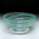 ガラス抹茶平茶碗・緑渦雲・透明ガラス