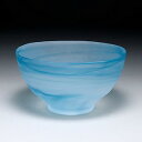 ガラス抹茶平茶碗・流雲・藍流雲