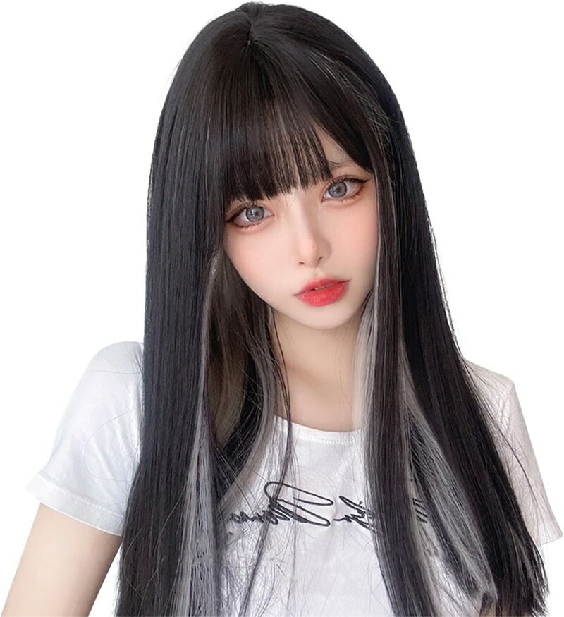 ウィッグ ロング インナー バレにくい 被りやすい ミディアム サラサラ イメチェン ストレート 前髪 自然 金髪 ピンク 黒髪 黒 グレー 女性 レディース カツラ フルウィッグ wig 普段使い かなりの毛量
