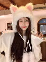 ふわふわ 韓国風 猫耳 3色 被り物 耳付き もふもふ 帽子 フリーサイズ