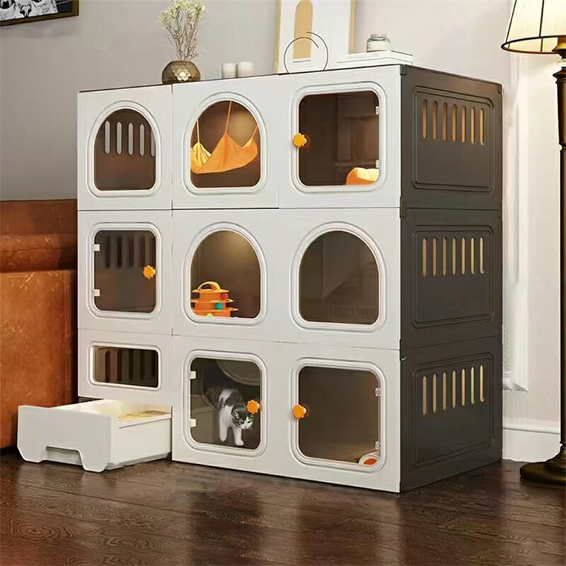 猫 キャットケージ ケージ ゲージ 猫ケージ キャットタワー スタジアム 猫トイレ付 脱走防止 頑丈 組立..