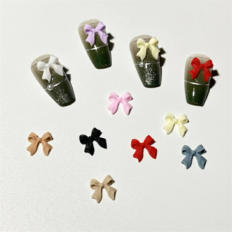 ネイルパーツ リボン 100pcsセット 10colors 各10pcs 3D 立体 蝶結び ハンドメイド ネイルアート ジュエリーパーツ デコパーツ レジン ...