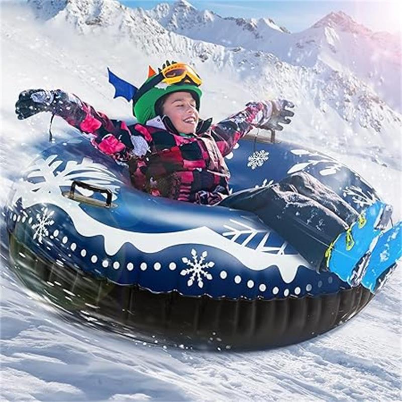 スノーチューブ 直径120cm インフレータブル スキーチューブ ハンドルデザインそりチューブ 安全ハンドル付き 雪遊び 子供 大人用 初心者適用 親子二人乗る可能 耐用 便利な折り畳み式 フローティングスノーチューブ ソリ 浮き輪 スキーに適用