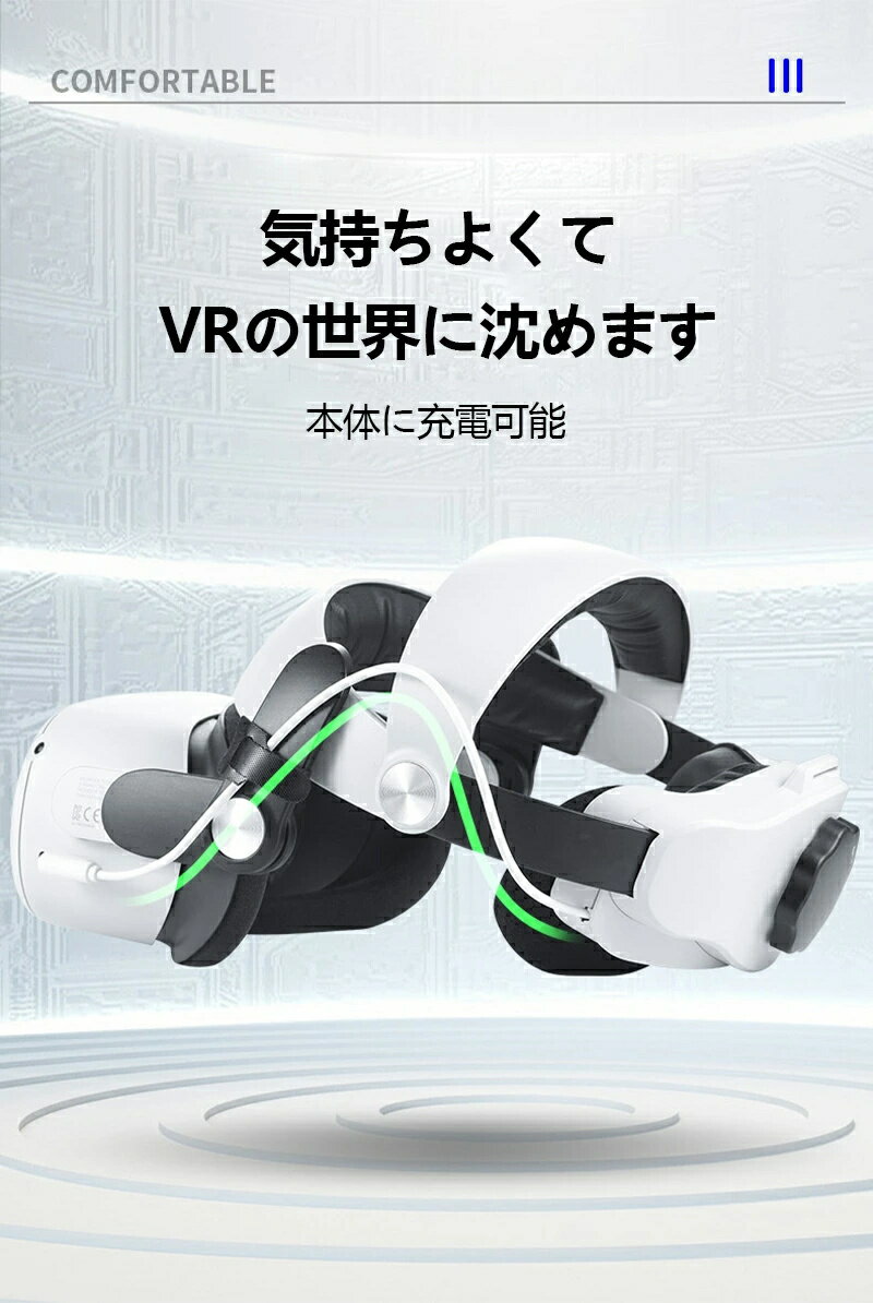 VR ストラップ 調節可能 重量配分 人間工学 ヘッドストラップ　ヘッドセット 重量バランス 快適着用 交換用 VRヘッドバンド