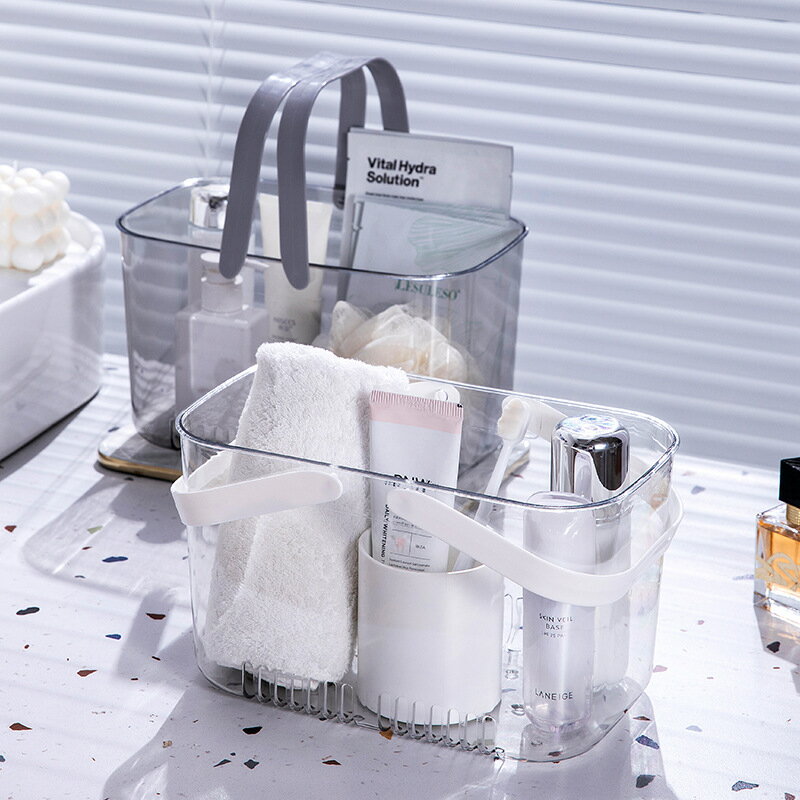 収納バスケット バス 学生寮 バスルーム デスクトップ 収納 ハンドル 透明
