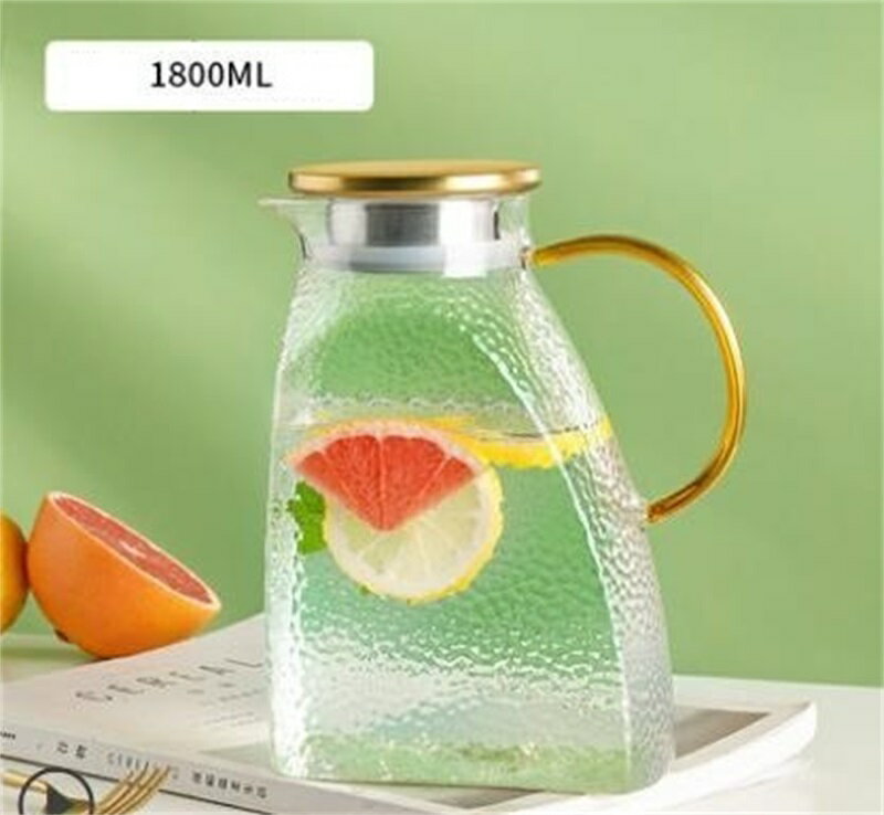 冷水ポット 直火 1800ML ガラスポットおしゃれ 耐熱ガラスポット ティーポット 耐熱ガラス 1.5L 直火/電気陶炉対応 ピッチャー ステンレス茶こし一体型蓋 冷蔵庫 ポット冷水筒 耐熱ガラス 水出し ポット 直火対応 熱湯OK フルーツティー 洗いやすい 大容量 省スペース