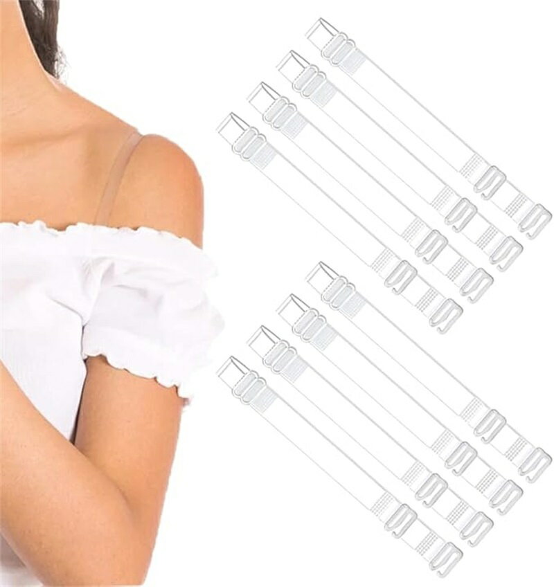 ブラストラップ 透明 4組 幅1.2cm+1.5cm ブラ紐 透明 ブラジャー クリアー シリコン 肩紐 調整可能 目..