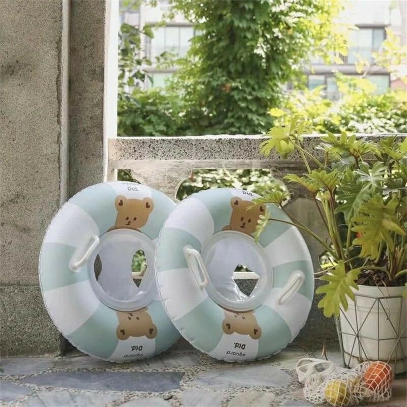 浮き輪 ベビー 子供用 幼児 フロート座付き足入れ型 取っ手付き ヴィンテージ ストライプ 超可愛 こぐま 浮き輪 い プール用 水遊び スイムリング お風呂 浮き具 空気入れ 強い浮力 男の子 女の子 こどもの日 0-4歳 プレゼント