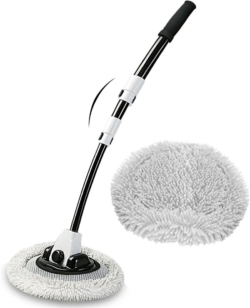 洗車ブラシ 伸縮柄付き アルミニウム 柔らかい 回転洗車モップ 車用 ボディトラック SUV 自動車 屋根大型用洗車 ブラシ 業務用 クリーニングブラシ 超極細繊維 カー用品 洗車グッズ 超吸水 車内 外壁掃除(2)