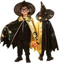 ハロウィン コスプレ 子供 マント 帽子付き 仮装 キッズ 男の子 男女兼用 パーティー イベント キラキラ カボチャ ポンチョ とんがり帽子