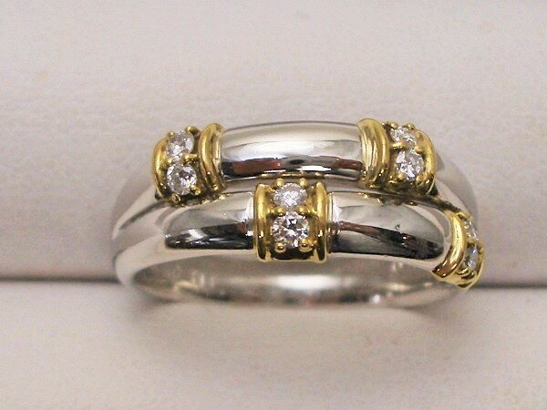 k18・pt90018金プラチナダイヤ入りファッションリング101-0993