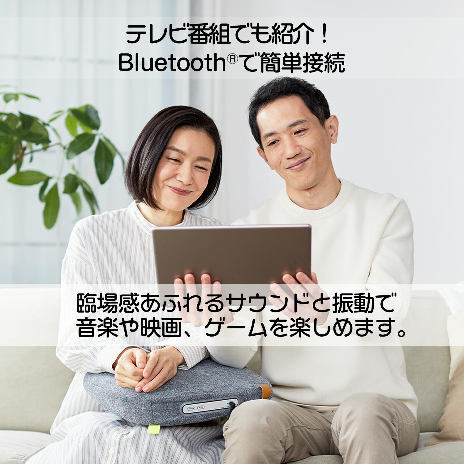 【6/4～6/11 1:59 全品P10倍●～6/6 9:59 最大2,000円OFFクーポン配布】フジ医療器 groobeat スピーカークッション FGB10 グレー 父の日 敬老の日 新生活 プレゼント Buletooth スピーカー 振動 ポリエステル 手洗い可能 WEB限定 3