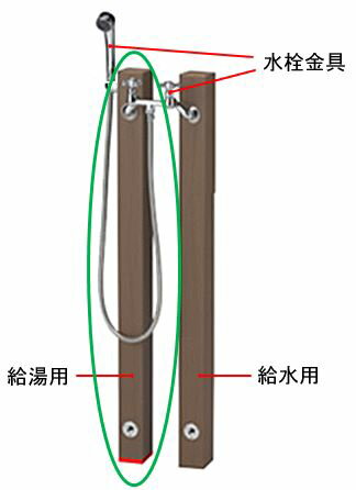 乐天商城 - 【立水栓ユニット/水栓柱】シャワープレイス　レヴウッドタイプ・給湯用1本のみ◆送料無料犬猫 ペット用ガーデンシャワー 動物用　庭用