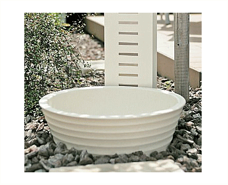 水栓パン 陶芸ポット ラルゴ屋外立水栓用水受け 目皿・ゴム栓付き 陶器製 ウォーターポット◆送料無料の..