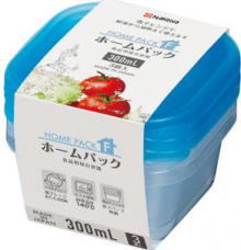 【食品用保存容器】ホームパックF 正角300ml×3個組 ブルー