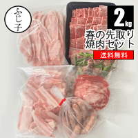 【春の先取り】焼肉セット約2kg【送料無料】牛タン100g 牛モモ焼肉500g 豚バラ焼肉...