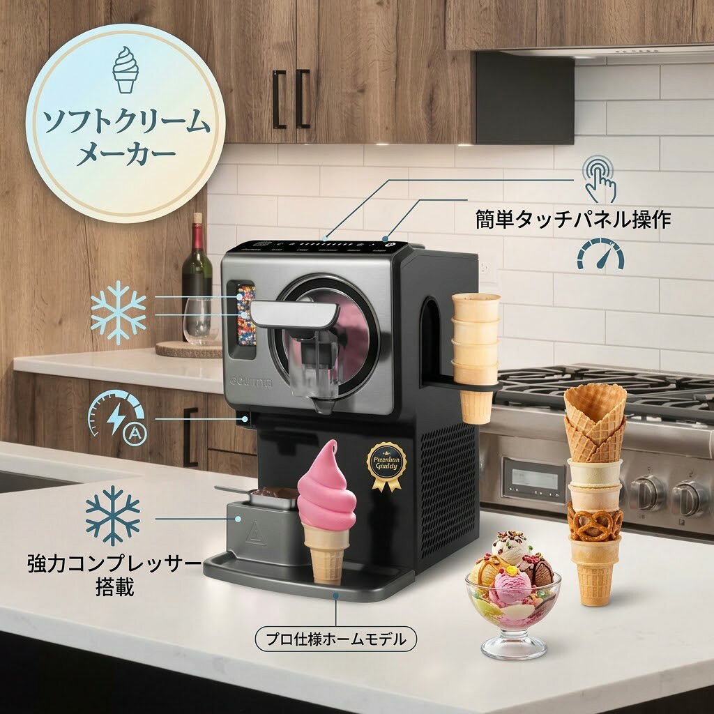 GOURMIA ソフトクリームメーカー GSI1020　グルミア　フローズン　アイスメーカー　シェイク　フラッペ　ソルベ　3333016