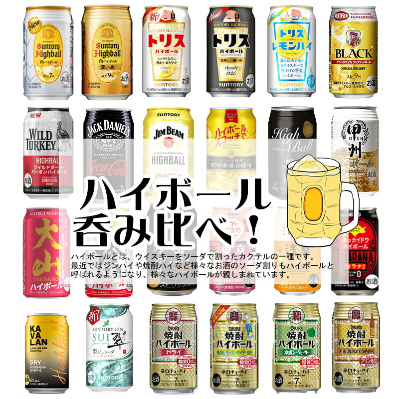 ハイボール缶 24本飲み比べ アソートセット 【缶チューハイ ウイスキー 角ハイ トリス ジムビーム 焼酎ハイボール ホワイトホース カバラン】[第17弾]飲比24 母の日 父の日 就職 退職 ギフト 御祝 熨斗