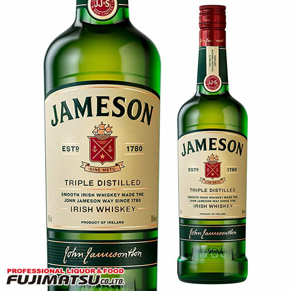 スムーズな味わい、世界中で最も愛されるアイリッシュ・ウイスキー“ジェムソン(JAMESON)”。 18世紀のアイルランドはウイスキー発祥の地として知られ、ダブリンのウイスキーは世界の最高峰と見なされていました。 スコットランド人のジョン・ジェムソンがアイルランドへ渡り、偉大なアイルランドの伝統を受け継いで、「ジェムソン」を完成させました。 ピートを使わず、大麦、モルト、グレーンの3つを原料とし、3回蒸留によって造られる「ジェムソン」の豊かな香味とスムースな味わいは、ナンバーワンのアイリッシュウイスキーとして世界中で愛されています。 ピートを使わず、大麦、モルト、グレーンの3つを原料とし、3回蒸留によって造られるジェムソンは豊かな香味とスムースな味わいが特長です。 そのスムースな味わいを存分に味わうには、ガーニッシュを加えないシンプルなソーダ割りがおすすめです。 ---------------------------- テイスティング シート【香　り】■香ばしい、まろやかな香り。微かなシェリー香も感じられる。【味 わ い】■ナッツや、ウッディな風味を伴う、スムーズな味わい。【余　韻】■非常にスムーズ。---------------------------- 【配送方法】 【商品詳細】■内容量：700ml ■生産地：アイルランド■アルコール度数：40度■販売者：ペルノ・リカールジャパン株式会社●オススメの飲み方：ジェムソン・ソーダ、ストレート、ロック ------------------------------------------------------------------- ※商品画像とパッケージ、及びヴィンテージなどが、お送りする商品と異なる場合がございます。 ※生酒・火入れ回数の少ない日本酒、及びワイン類はクール便での発送をおすすめします。 ※お酒は20歳から！ ------------------------------------------------------------------- 取扱い商品 飲み物 飲料 お酒 酒類 清涼飲料水 炭酸飲料 コーヒー 水 ミネラルウォーター 果実飲料 野菜ジュース ジュース お茶 日本茶 緑茶 紅茶 ミルクティー コカ・コーラ 製品 ケース買い ペットボトル 缶 ボトル 瓶 ビン ダース ウイスキー ウヰスキー スコッチ バーボン スピリッツ ブランデー リキュール ウォッカ テキーラ ラム 中国酒 ワイン オーガニックワイン スパークリングワイン 白ワイン 赤ワイン ロゼワイン 日本酒 産地 全国 スパークリング日本酒 にごり酒 純米吟醸酒 純米大吟醸酒 純米酒 甘酒 日本酒セット 焼酎 甲類焼酎 泡盛 韓国焼酎 スパークリング焼酎 ビール ノンアルコールビール カクテルベース 梅酒 ノンアルコール ノンアルコールテイスト飲料 ソフトドリンク 食品 雑貨 ジャム おすすめの用途 記念日 母の日 父の日 敬老の日 バレンタインデー ホワイトデー 結婚記念日 デート 成人の日 七夕 海の日 勤労感謝の日 クリスマス クリスマスイブ 大晦日 正月 元日 元旦 お祝い 祝事 誕生日 誕生日祝い お誕生日 バースデー ハッピーバースデー 出産内祝い 出産祝い 婚約祝い 結婚祝い 引き出物 婚礼内祝 木婚式 花婚式 金婚式 内祝 還暦 病気全快祝 退院祝い 全快祝い 快気祝い 快気内祝 昇進祝い 入社 退職祝い 就職祝い 合格祝い 卒業 定年 退社 勤続祝い 創立祝い 開業祝い 開店祝い 閉店祝い 新築祝い 引越し祝い 転居祝い 転勤 独立祝い お家用 まとめ買い ケース買い 大容量 買いだめ ストック パントリー 防災 備蓄 弔事 お香典 法要 法事 お供え物 香典返し 仏事 祭場供養 お彼岸 初盆 初七日 一周忌 三回忌 七回忌 十三回忌 十七回忌 二十三回忌 二十七回忌 三十三回忌 五十回忌 法要のお返し 盆返し 祭場の志 十日祭 二十日祭 三十日祭 四十日祭 五十日祭切り上げ ご挨拶 季節の贈り物 お年賀 お正月 挨拶 御年始 お中元 暑中見舞い 残暑見舞い お歳暮 御歳暮 年末 年始 ご挨拶 催し物 パーティー イベント 宴会 集まり 家飲み ホームパーティー 誕生日会 発表会 祝賀会 成人式 受章式 授賞式 襲名披露宴 打ち上げ 新年会 忘年会 お花見 端午の節句 歓迎会 送迎会 来客 その他 お見舞い 贈答品 記念品 手土産 お土産 お返し 粗品 粗酒 差し入れ ギフト プレゼント 贈り物 感謝の品 景品 賞品 お礼 労い 贈りたい人 両親 お母さん お父さん 祖父 祖母 おじいちゃん おばあちゃん 家族 姉 妹 兄 弟 恋人 彼氏 彼女 先生 年上 年下 職場 先輩 後輩 同僚 社会人 大人 仲間 友達 お世話になった人