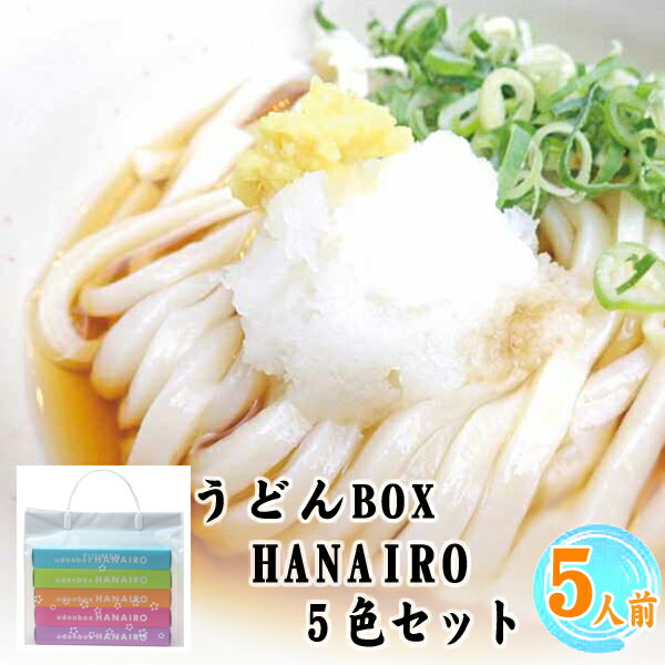 うどんBOX HANAIRO 5色セット うどん さぬき 半生 包丁切り 香川 ギフト 藤井製麺 讃岐 つゆ付 藤麺 うどん 120g×5　5人前