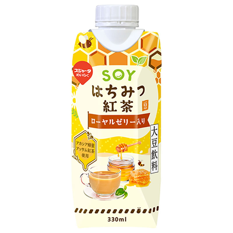 スジャータ めいらく SOYはちみつ紅茶 ローヤルゼリー入り 330ml 大豆飲料 豆乳 蜂蜜 ロイヤルミルクティー風味 アッサム コレステロール0 msk.