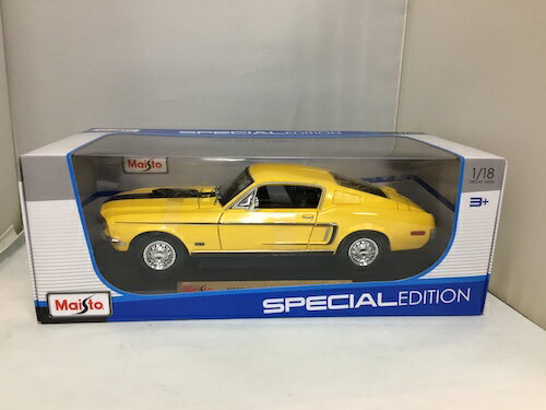 Maisto (マイスト) 1968 Ford Mustang GT Cobra Jet 1/18 イエロー フォード マスタング コブラジェット マッスルカー コブラ ミニカー