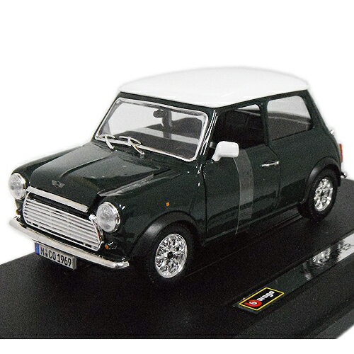 1969 MINI COOPER WITH WHITE TOP gr 1/24 Bburago 【 ミニ クーパー クラシック オールド ブラーゴ ミニカー ダイキャストカー オースチン モーリス ADO15 緑 ブリティッシュ レーシング グリーン 】