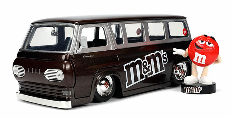 JADA (ジャダ) M&M’s 1965 Ford Econoline Brown 1/24 エム アンド エムズ フォード エコノライン フィギュア付き ミニカー