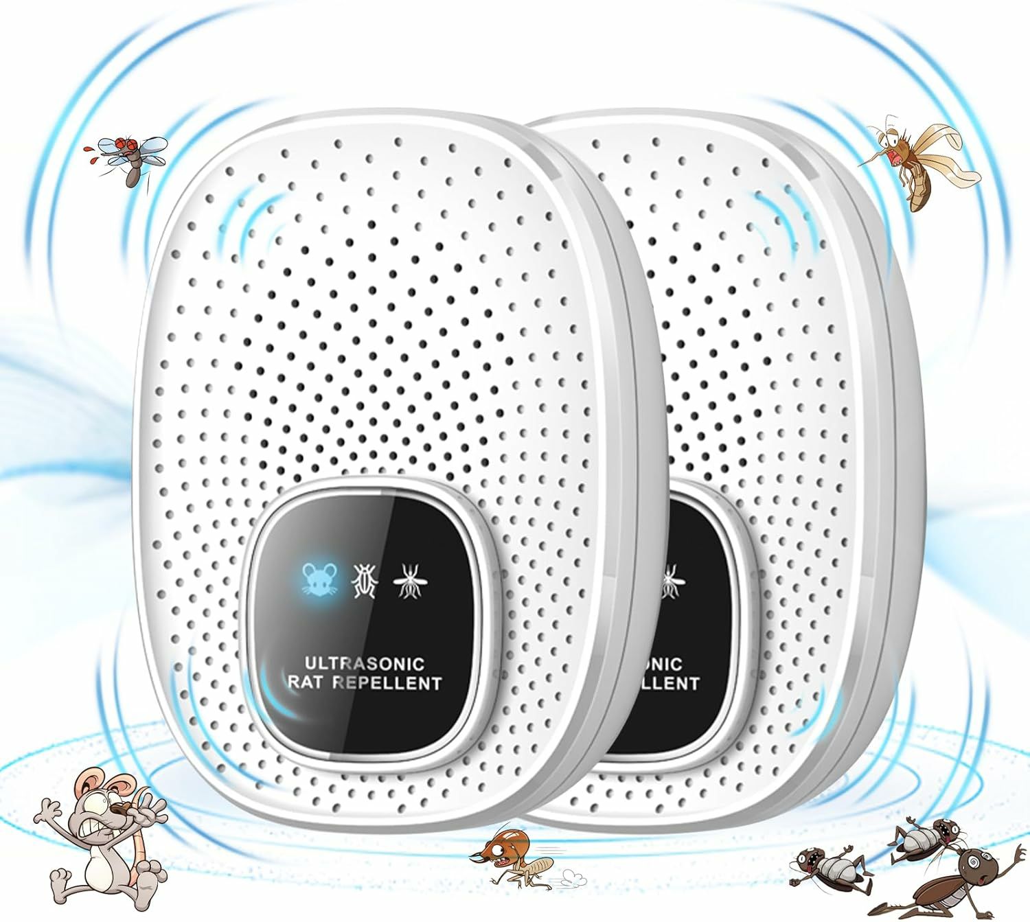 【2個セット】ネズミ 駆除 超音波ネズミ駆除器 ゴキブリ対策 害虫撃退 強力 超音波 コウモリ撃退 変則周波数 安全無害 静音無毒 コンセント式 省エネ 有効範囲230畳 屋根裏 ガレージ 台所 応接間 ちかしつ 倉庫用