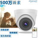 防犯カメラ ドーム型 屋内 屋外 家庭用 500万画素 ワイヤレス wifi 監視カメラ 遠隔監視 動体検知 夜間撮影 録画機能付き ネットワークカメラ 簡単操...