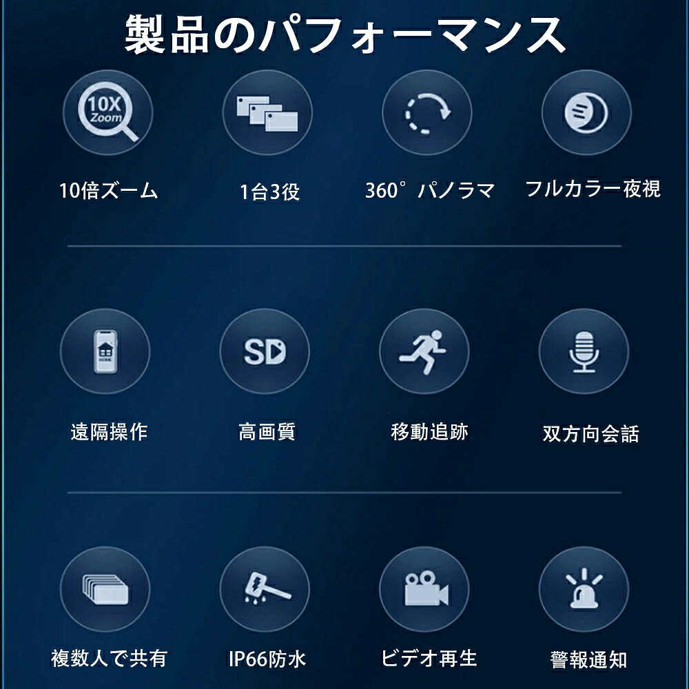 【高画素 夜間鮮明】防犯カメラ ソーラー給電 屋外監視カメラ 家庭用 無線接続 360...
