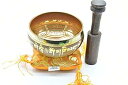 【中古】3.75インチ チベット 瞑想 ヨガ シンギングボウル オレンジセット ネパール製 木製マレットとシルククッション付き