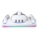 【中古】【Meta Quest3用】VR充電スタンド ドック アクセサリー 卓上 ヘッドセット コントローラー ホルダー Type C 急速充電 LEDライト付き(2)