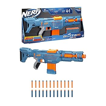 【中古】ハズブロ(HASBRO) ナーフ エリート2.0 エコー CS-10 手動ブラスター 連射 対象年齢8才以上 公式ダーツ24本+ダーツ10本格納可能なク...