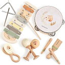 【中古】Promise Babe 楽器おもちゃ 8点セット ガラガラ 木琴 タンバリン カスタネット ハンドベル パーカッションセット 木のおもちゃ 幼児用楽器...