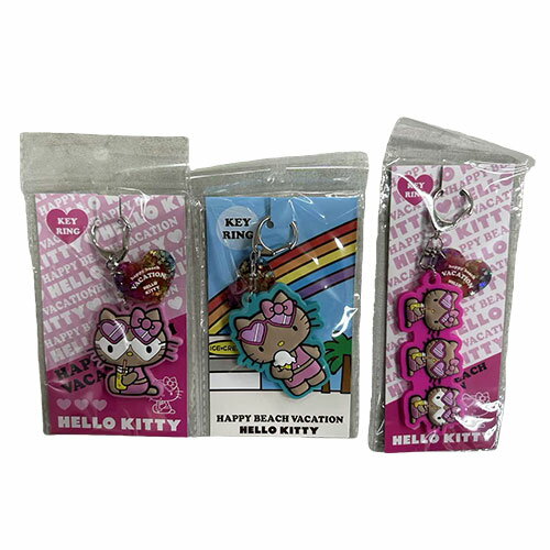 キティ キーホルダー キーリング コラボ 日焼け ハローキティ キティちゃん グッズ 大人 子供 レディース チャーム ピンク アクリル リゾート ビーチ サングラス HAPPY BEACH VACATION ハワイアン 雑貨 小物 ファッション サンリオ